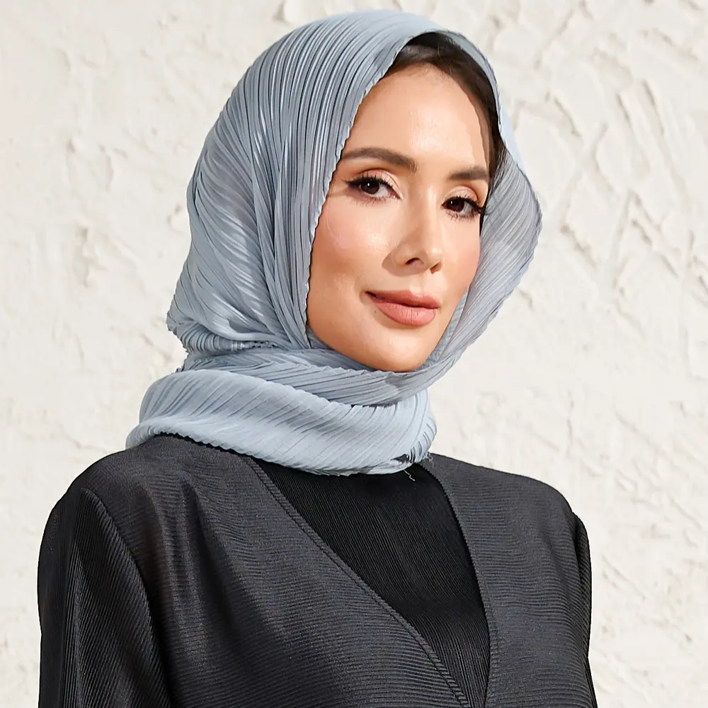 LANMREM Women's Chic New Solid Color Pleated Scarf Lightweight Comfortable Travel Accessory Shawl Women's Sun Protection 2DB3839