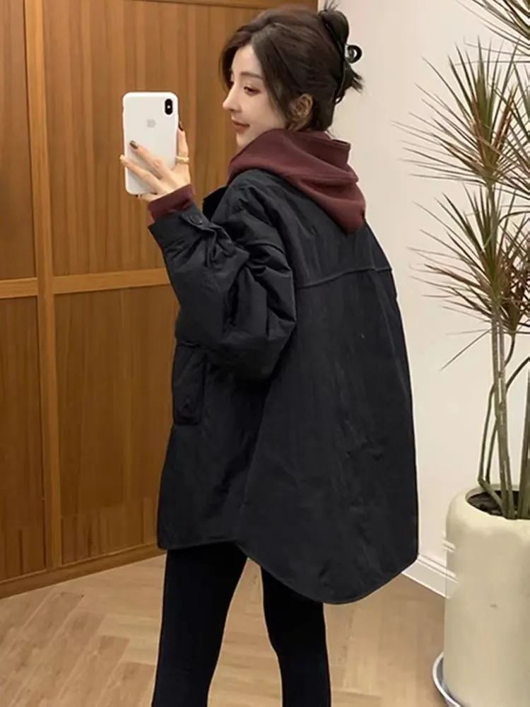LANMREM Winter Big Pockets Cotton Padded Coat For Women Stand Collar Solid Color Single Breasted Jackets Casual Clothing 2VV1960