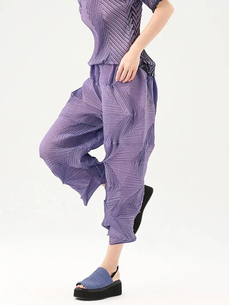 LANMREM Pleated Casual Pants 2025 Summer Dopamine Solid Color Loose Fashion Versatile Ankle-length Pants Causal Trousers 2DB2834