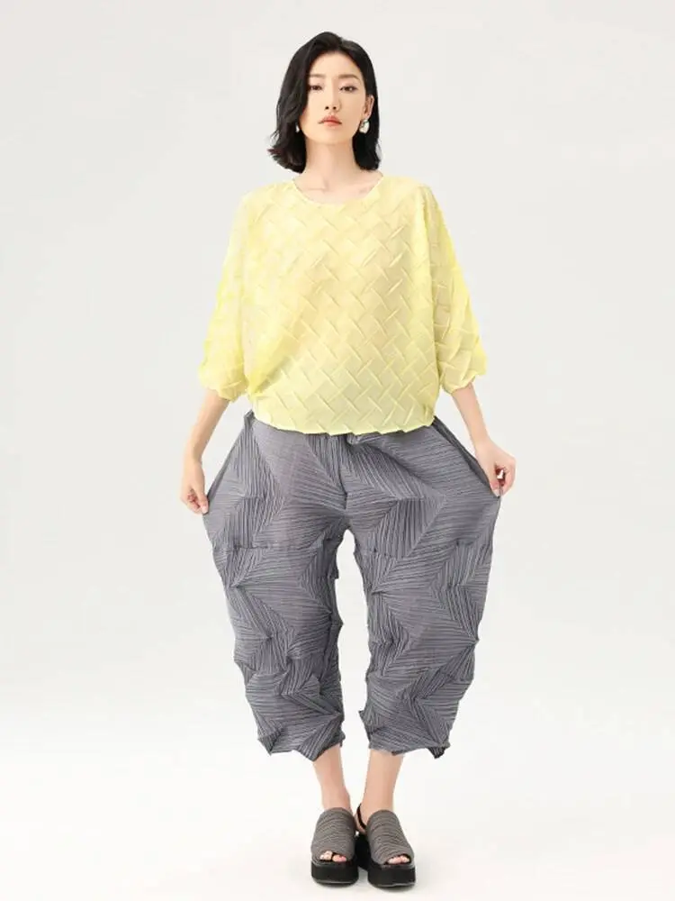 LANMREM Pleated Casual Pants 2025 Summer Dopamine Solid Color Loose Fashion Versatile Ankle-length Pants Causal Trousers 2DB2834