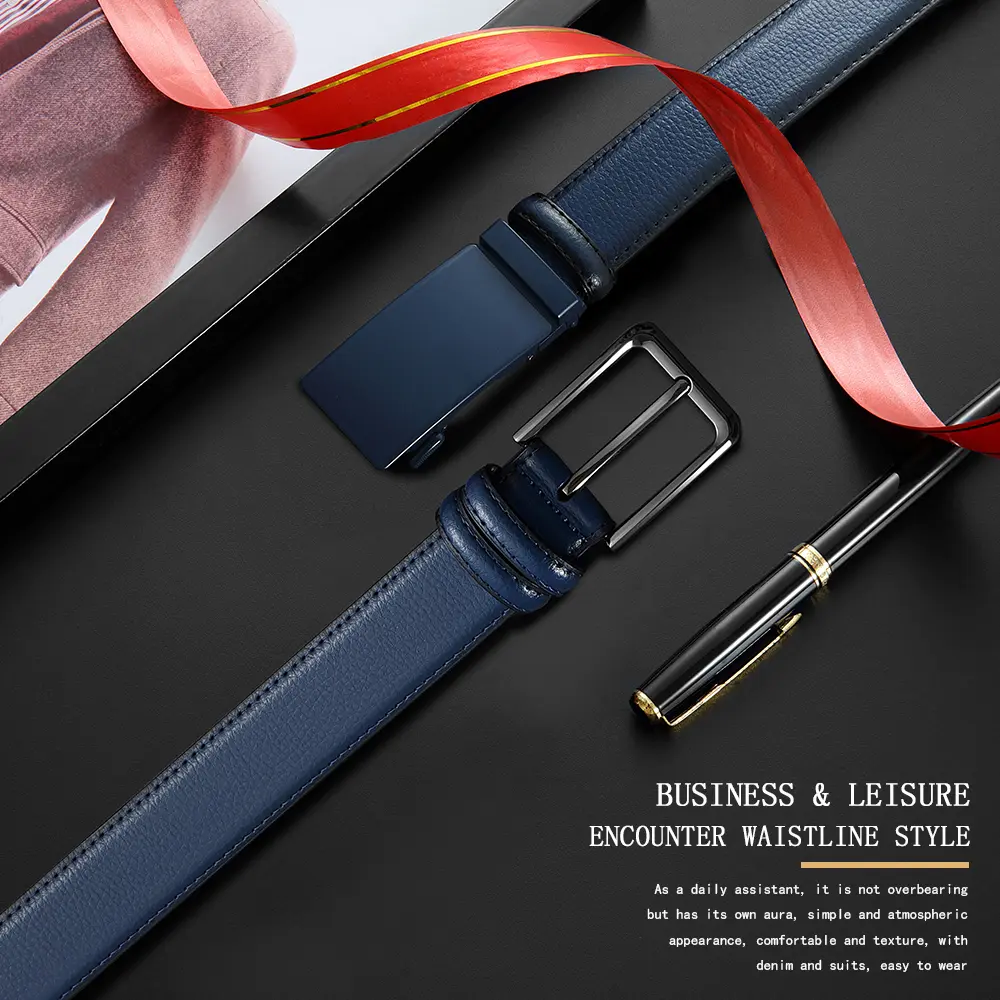 Men's High Quality Belt 2-piece Set Ratchet Belt Men's Dress and Casual Belt with Adjustable Metal Buckle for Tailored Fit