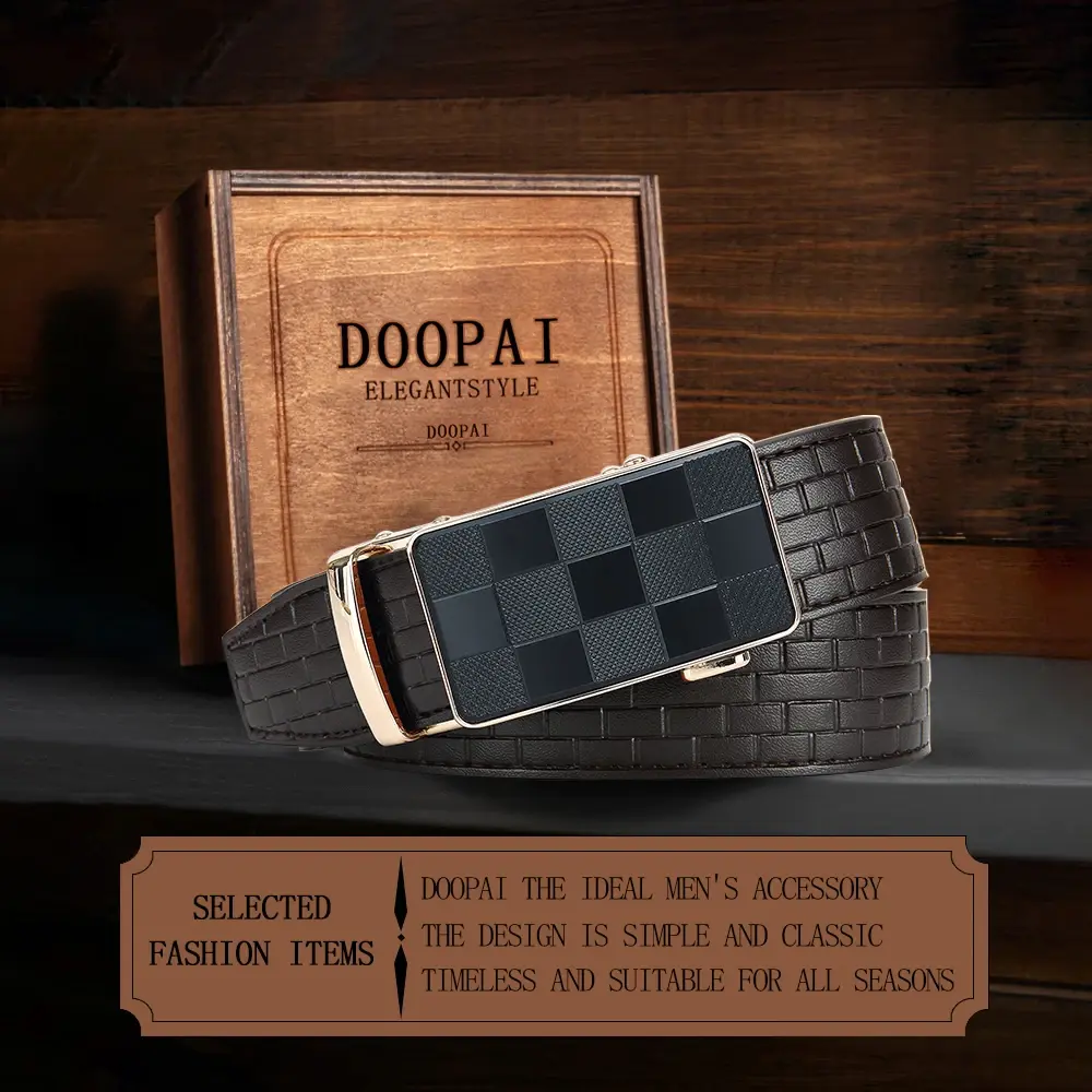Men's Leather Belt, Automatic Leather Belt, Casual and Fashionable Ratchet Belt, Men's Waist Belt Suitable for Various Occasions