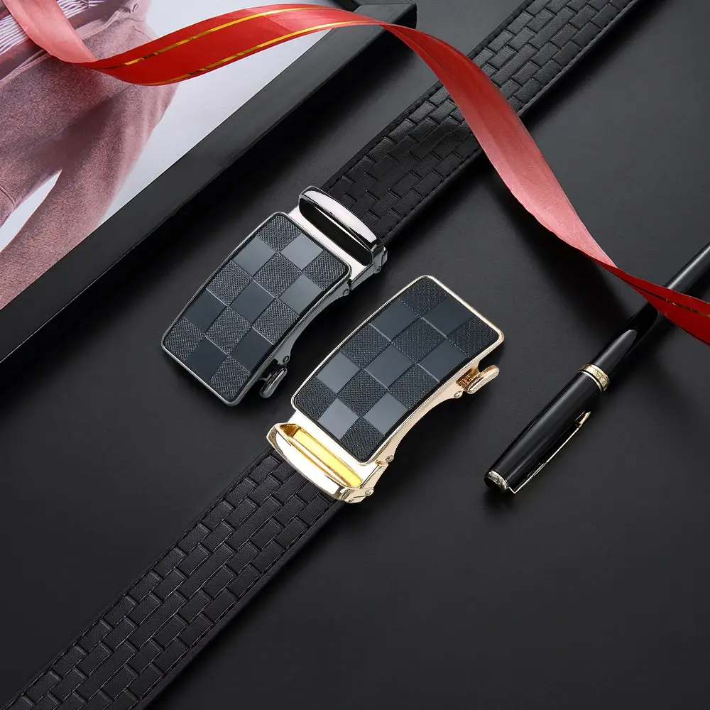 Men's Leather Belt, Automatic Leather Belt, Casual and Fashionable Ratchet Belt, Men's Waist Belt Suitable for Various Occasions