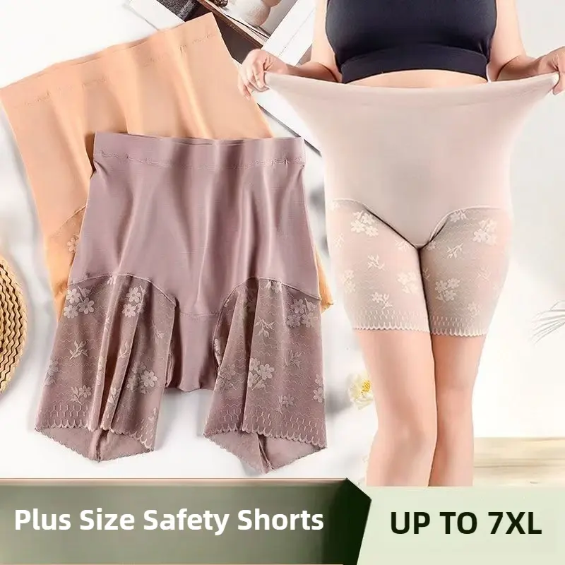 Plus Size Pregnant Safety Shorts Summer High Waist Elastic Underskirts Short Panties Female Sexy Lace Anti Chafing Boxers Pants