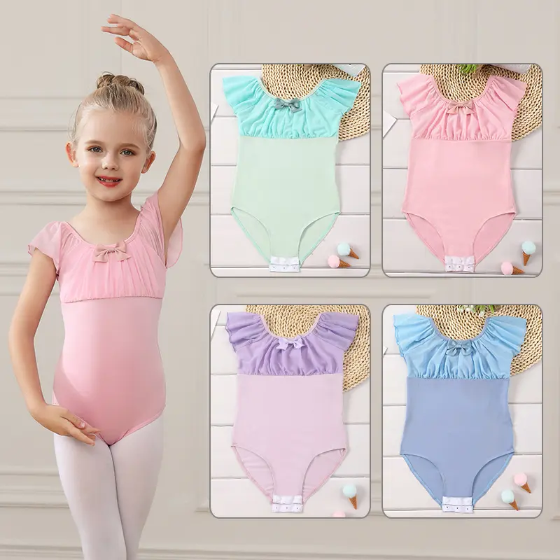 Girls Ballet Leotards Gymnastics Clothes Ballet Skirt For Kids Children Dance Skirt Dancewear Balleriana Clothes With Bowtie