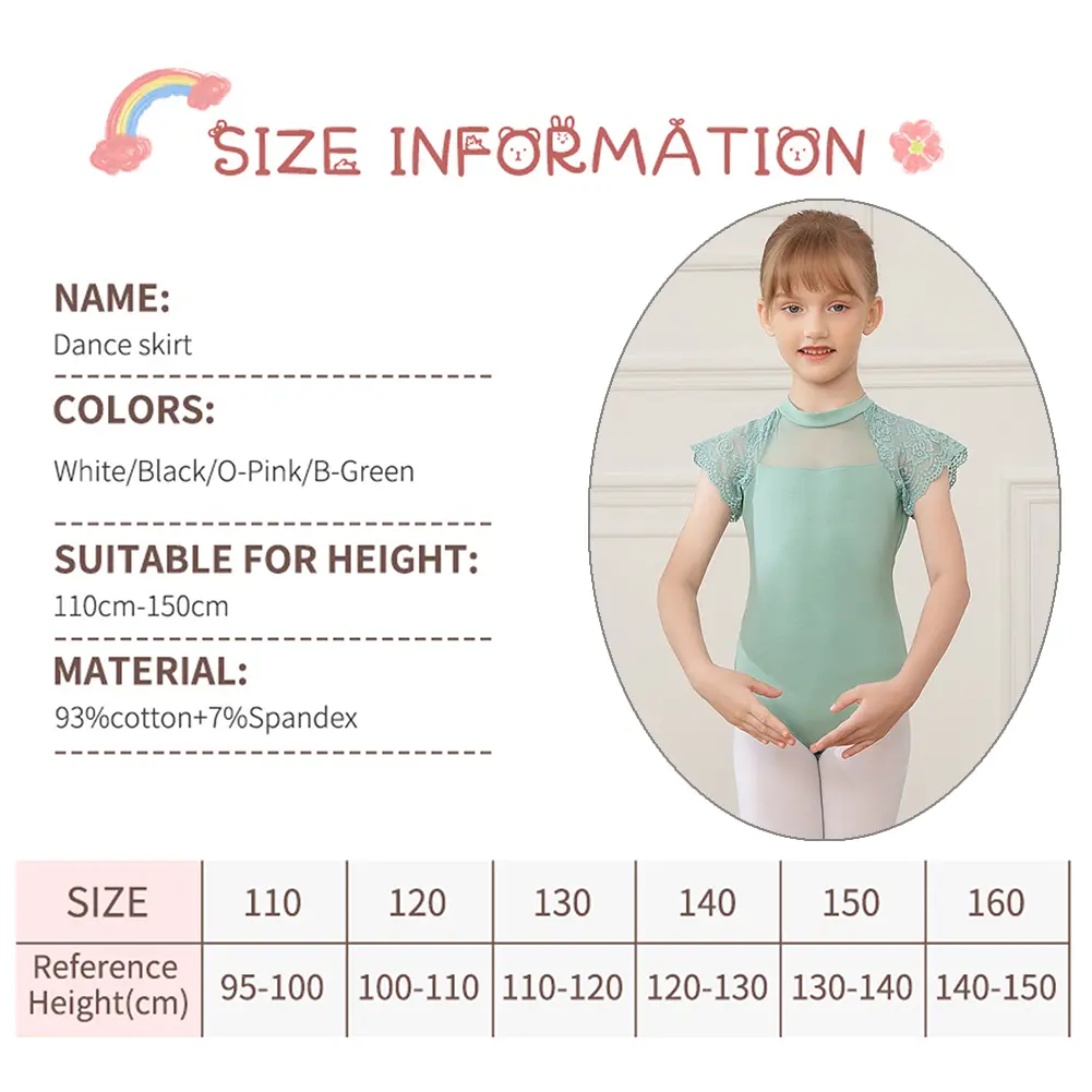Girls Ballet Leotards Gymnastics Bodysuit Ballet Skirt For Kids Children Ballet Dancewear Balleriana Clothes Soft Lace Sleeves