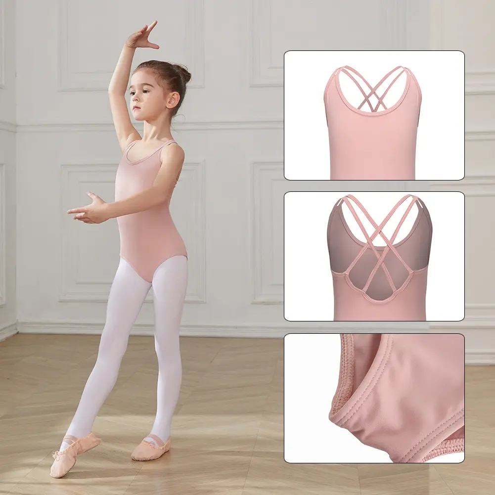 Girls Ballet Leotards Ballet Bodysuit Tutu Dress For Kids Dance Leotards Gymnastics Dancewear Balleriana Clothes Soft Camisole