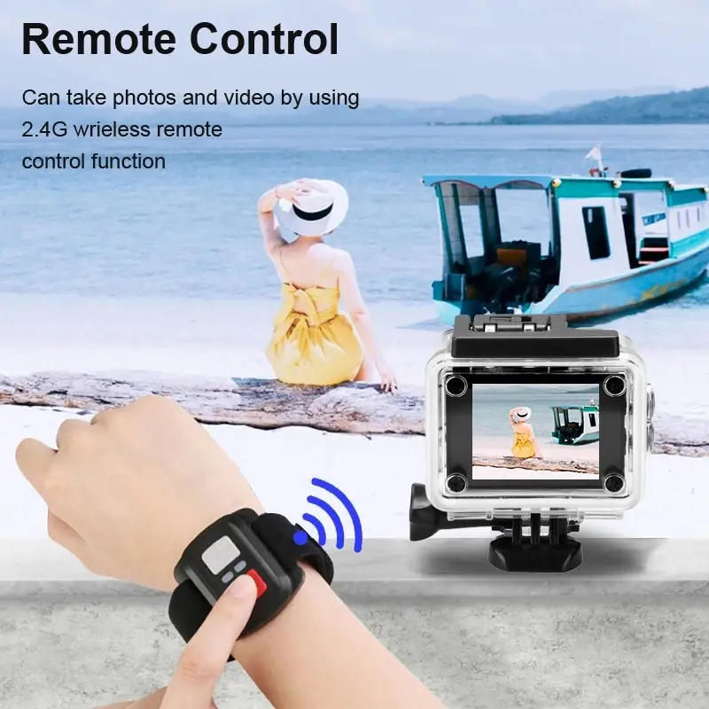 4K 1080P 30FPS WiFi Waterproof Action Camera 2 Inch Screen 170D Underwater Helmet Sports Mini Cam Outdoor Video Recording Device