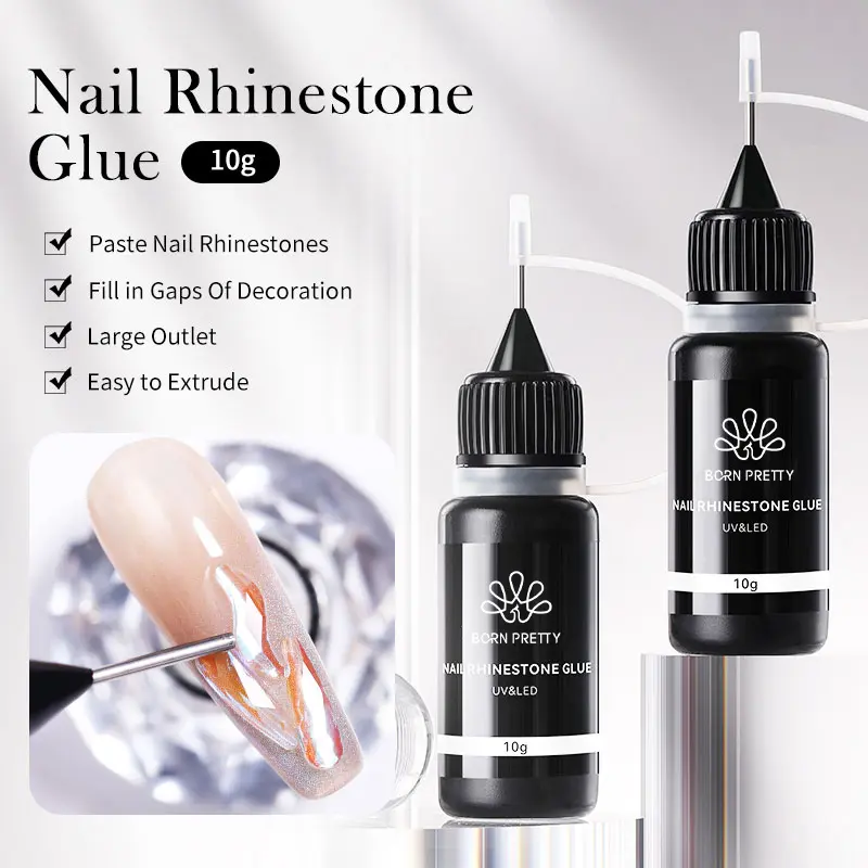 BORN PRETTY Nail Rhinestone Glue for Nails 3D Nail Art Gel for Nail Charms Gems and Jewels Decoration Nail Gem Glue Gel
