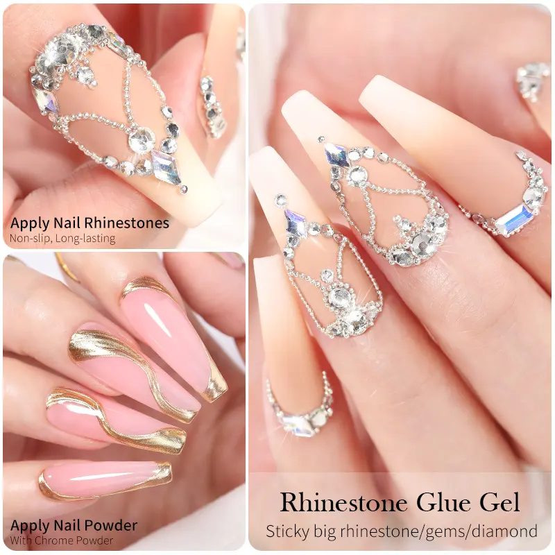 BORN PRETTY Nail Rhinestone Glue for Nails 3D Nail Art Gel for Nail Charms Gems and Jewels Decoration Nail Gem Glue Gel