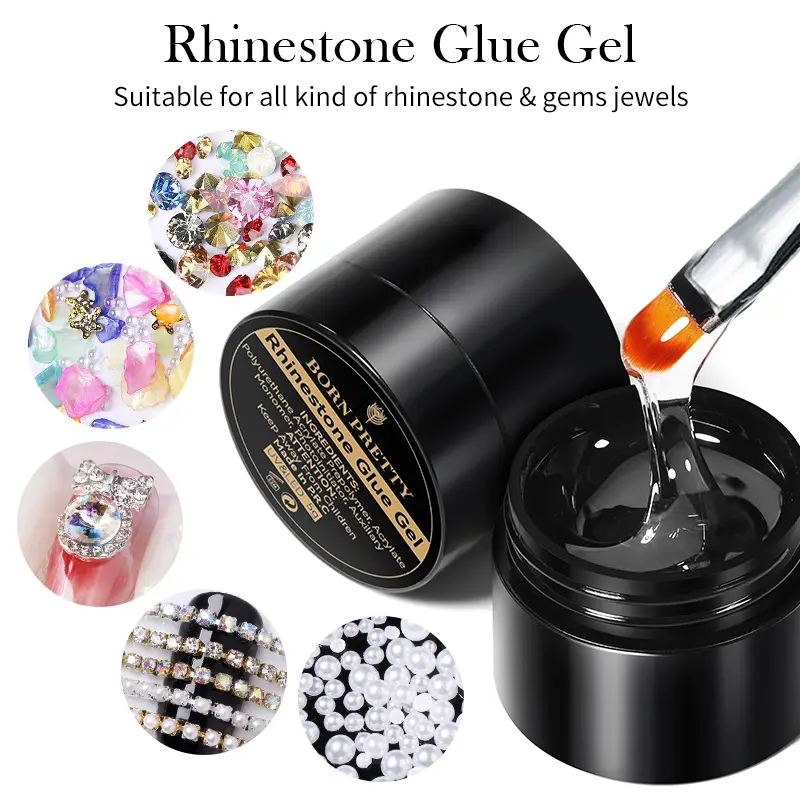 BORN PRETTY Nail Rhinestone Glue for Nails 3D Nail Art Gel for Nail Charms Gems and Jewels Decoration Nail Gem Glue Gel