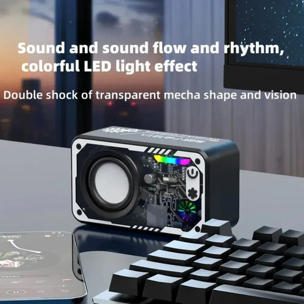 Wireless Speaker V5.3 Powerful Loudspeaker LED Lighting 1800mAh Battery Powered Portable Outdoor Small Speaker Supports TF Card
