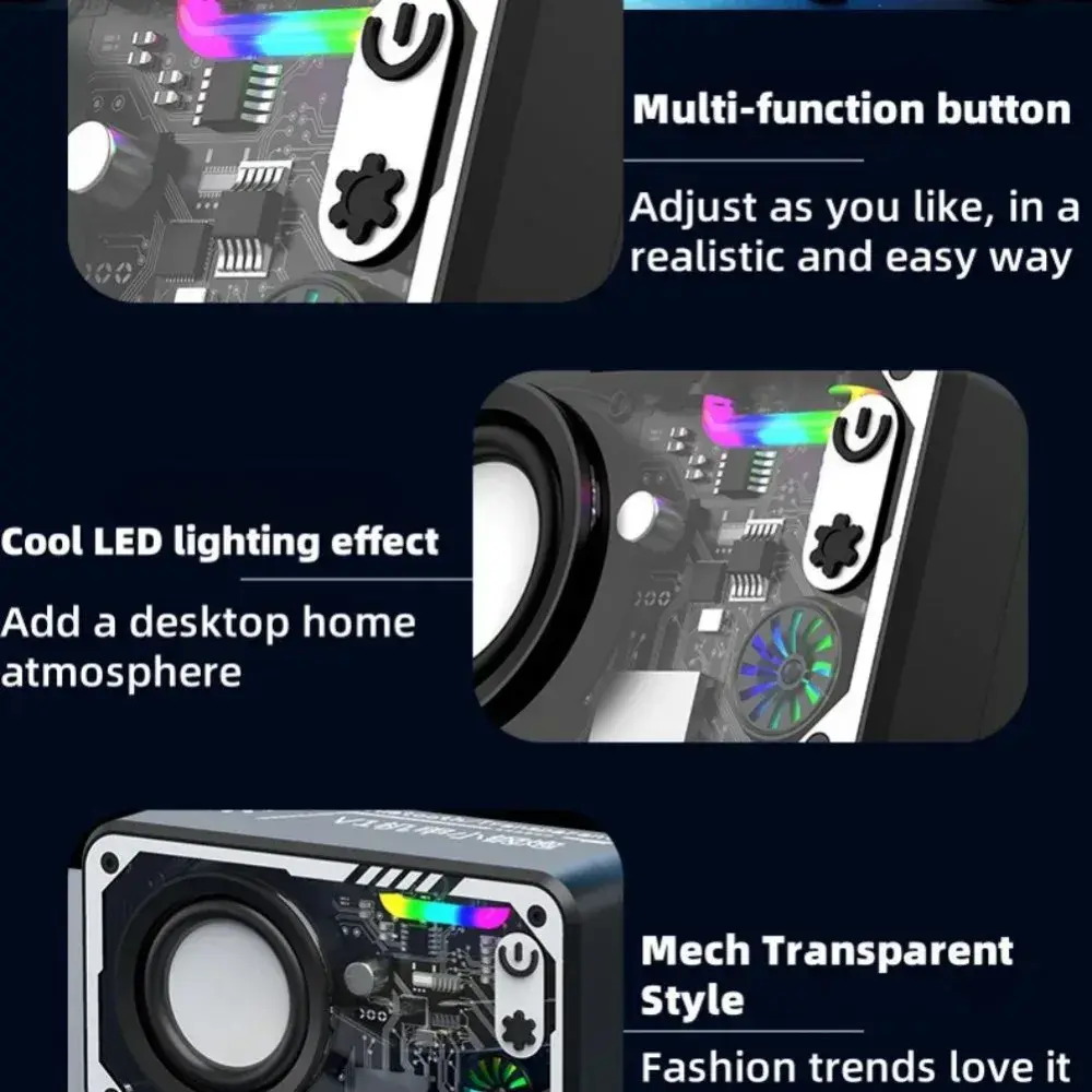 Wireless Speaker V5.3 Powerful Loudspeaker LED Lighting 1800mAh Battery Powered Portable Outdoor Small Speaker Supports TF Card