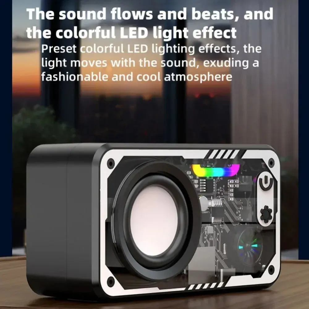 Wireless Speaker V5.3 Powerful Loudspeaker LED Lighting 1800mAh Battery Powered Portable Outdoor Small Speaker Supports TF Card