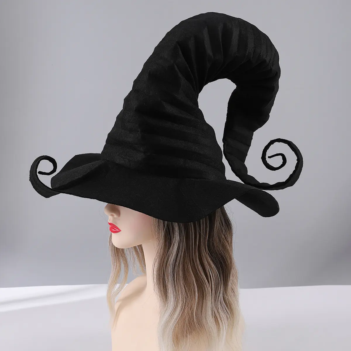 Halloween Folds Witch Wizard Black Hat Party Cosplay Costume Headgear Devil Cap Props Decoration Supplies for Adult Women Men