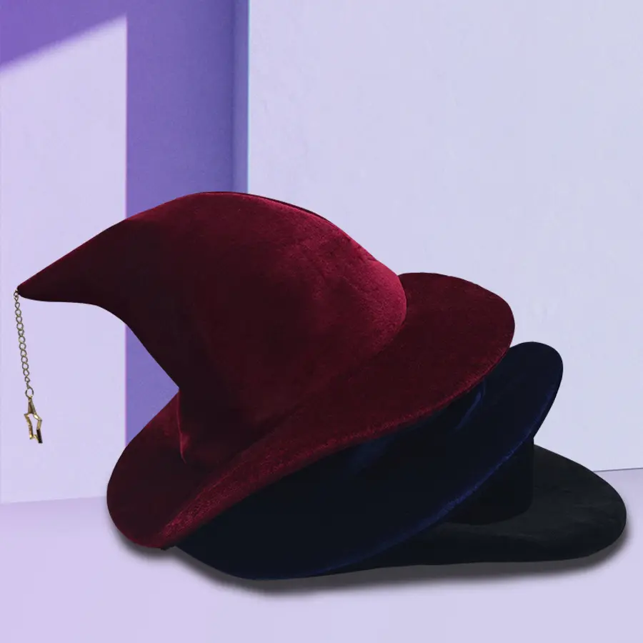 Adult Kids Halloween Witch Hat with Star mon Pattern Masquerade Wizard Hat Cosplay Costume Halloween Party Funny Dress up Props