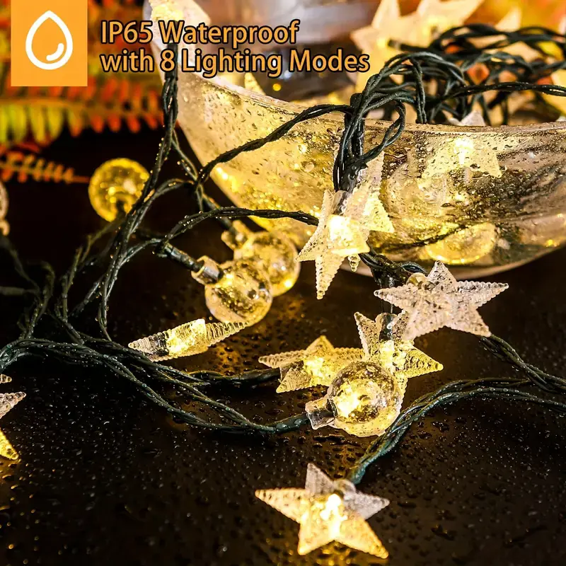 200LED Solar Globe Star String Lights Outdoor Waterproof Solar Backyard Patio Light Party Christmas Decoration Lawn Garden