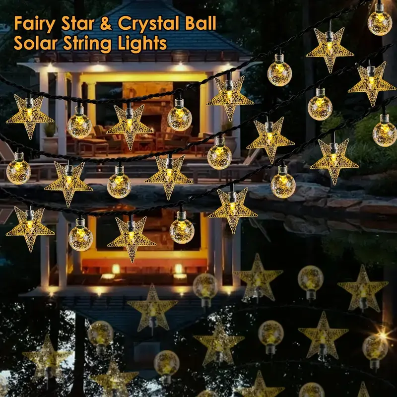 200LED Solar Globe Star String Lights Outdoor Waterproof Solar Backyard Patio Light Party Christmas Decoration Lawn Garden