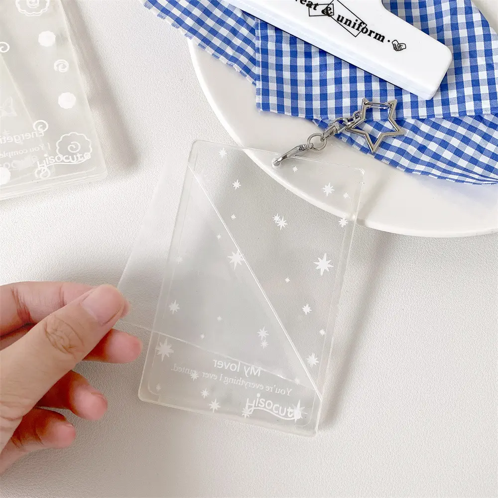 Transparent butterfly three inch hard card cover student meal card bus card pendant card package star card brick