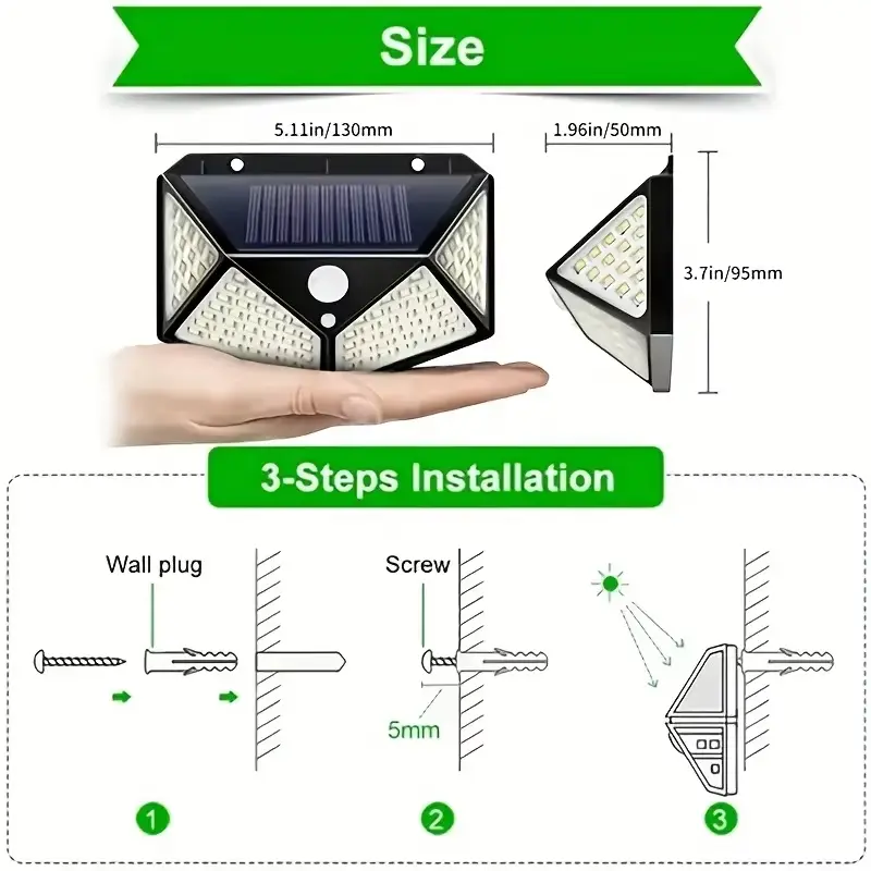 Smart Light Controlled 100 LED Solar Light Human Body Sensing Street Light Waterproof Solar Light for Outdoor Garden Lighting