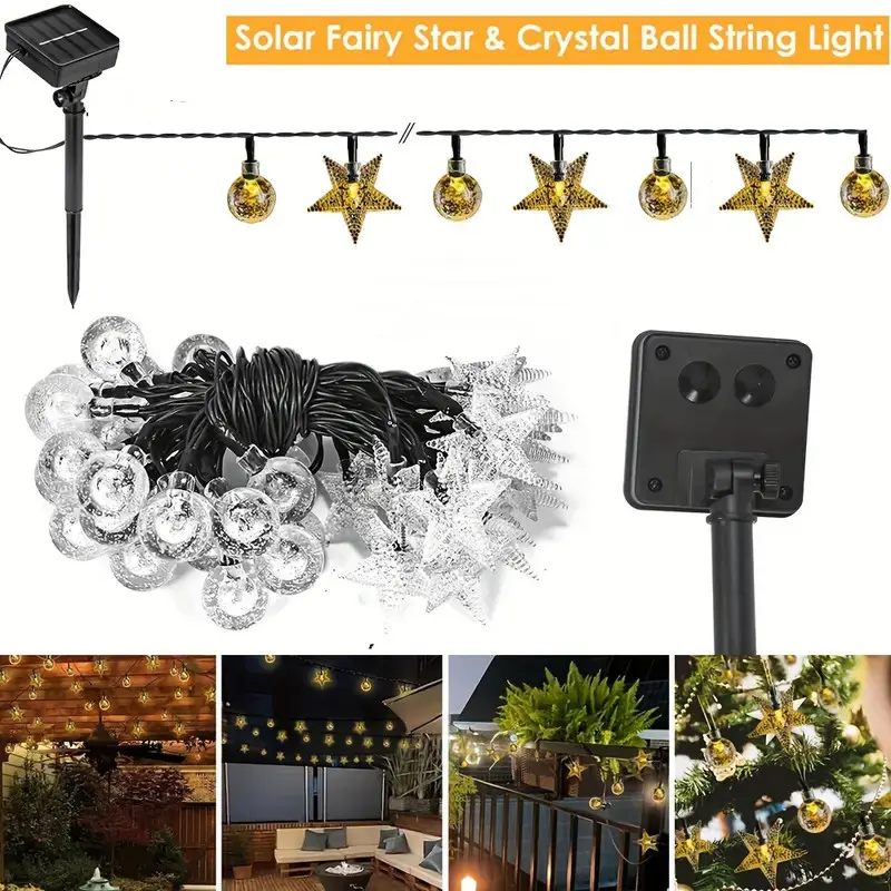 200LED Solar Globe Star String Lights Outdoor Waterproof Solar Backyard Patio Light Party Christmas Decoration Lawn Garden