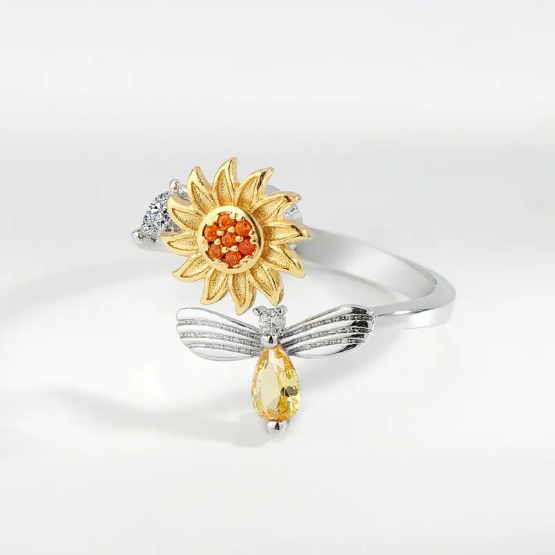 1pcs plated Imitation Gold Ring Simple Women Jewelry Rotatable Micro set Zirconia Personalized Luxury Casual Jewelry