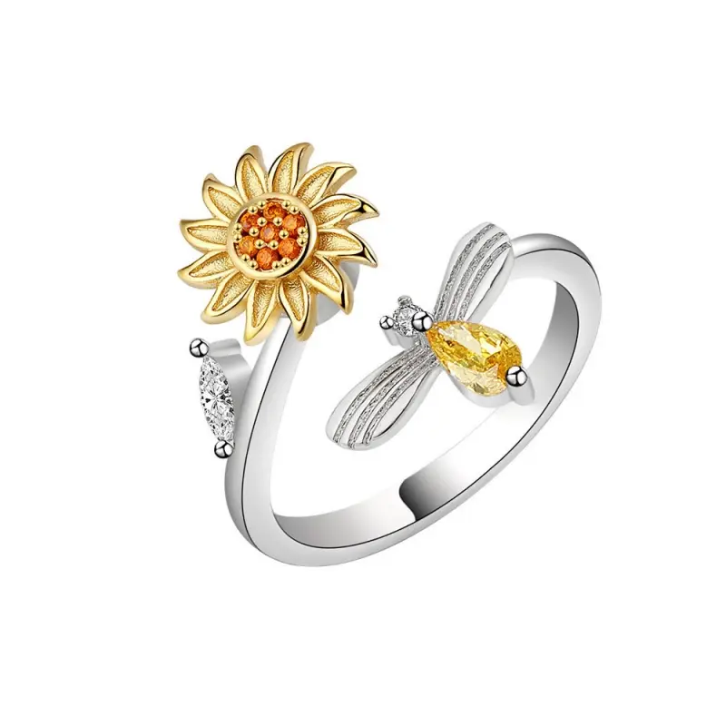 1pcs plated Imitation Gold Ring Simple Women Jewelry Rotatable Micro set Zirconia Personalized Luxury Casual Jewelry