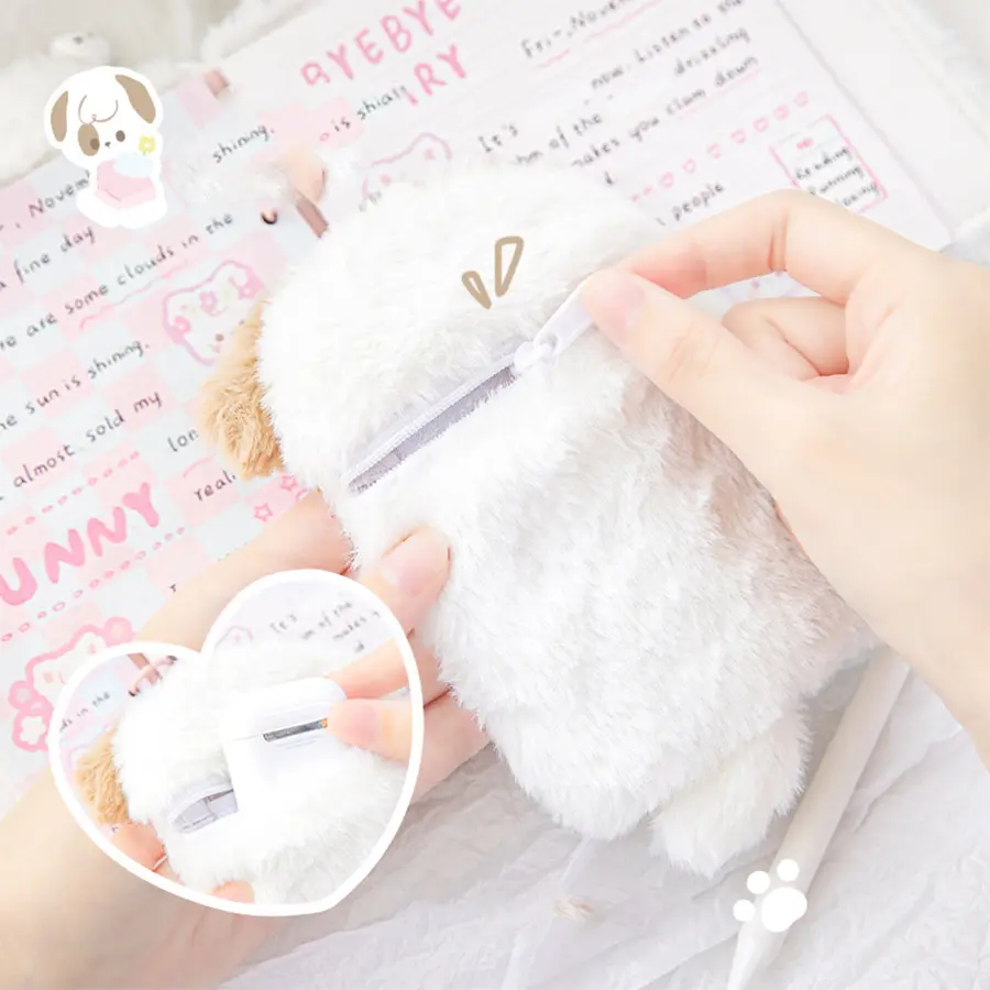 Cute plush card rice card bus storage set love bean small card protective cover