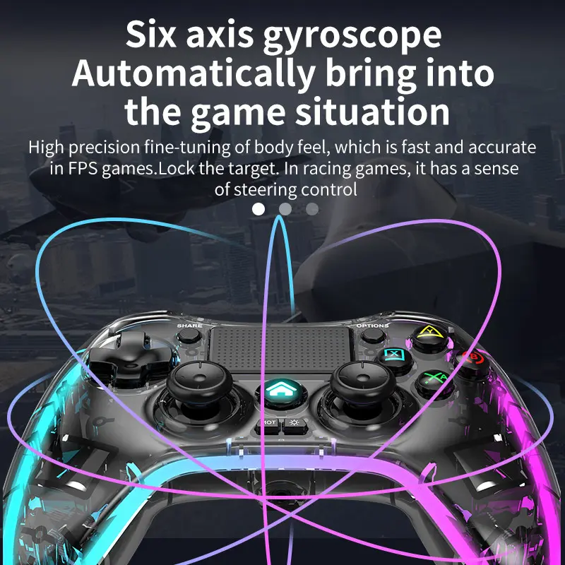 STORM SYRM for P4/P5 Wireless Transparent Gamepad P05 with LED Lights, Six Axis Dual Vibration Gamepad,Supports Multi-Platform