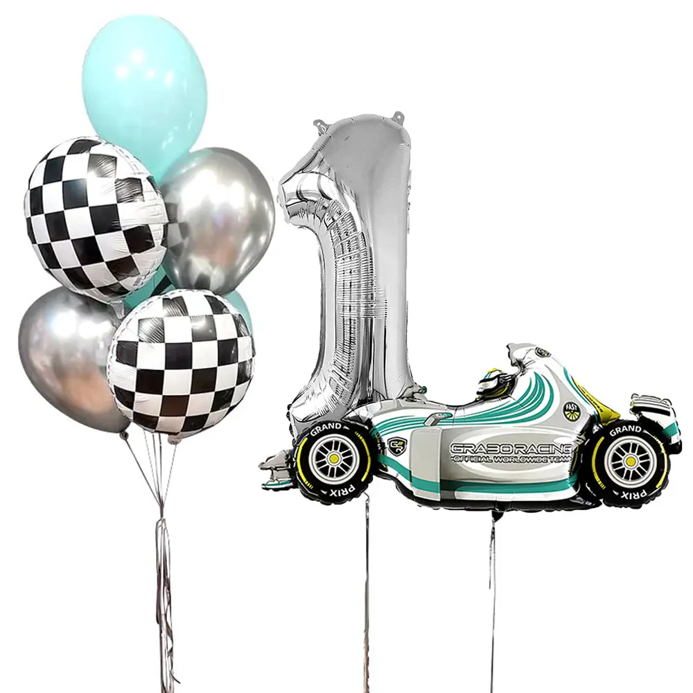 9Pcs Racing Car Foil Balloon 32inch 123 Number Helium Ballons Round Tyre Globos Happy Birthday Party Decorations Kid Baby Show