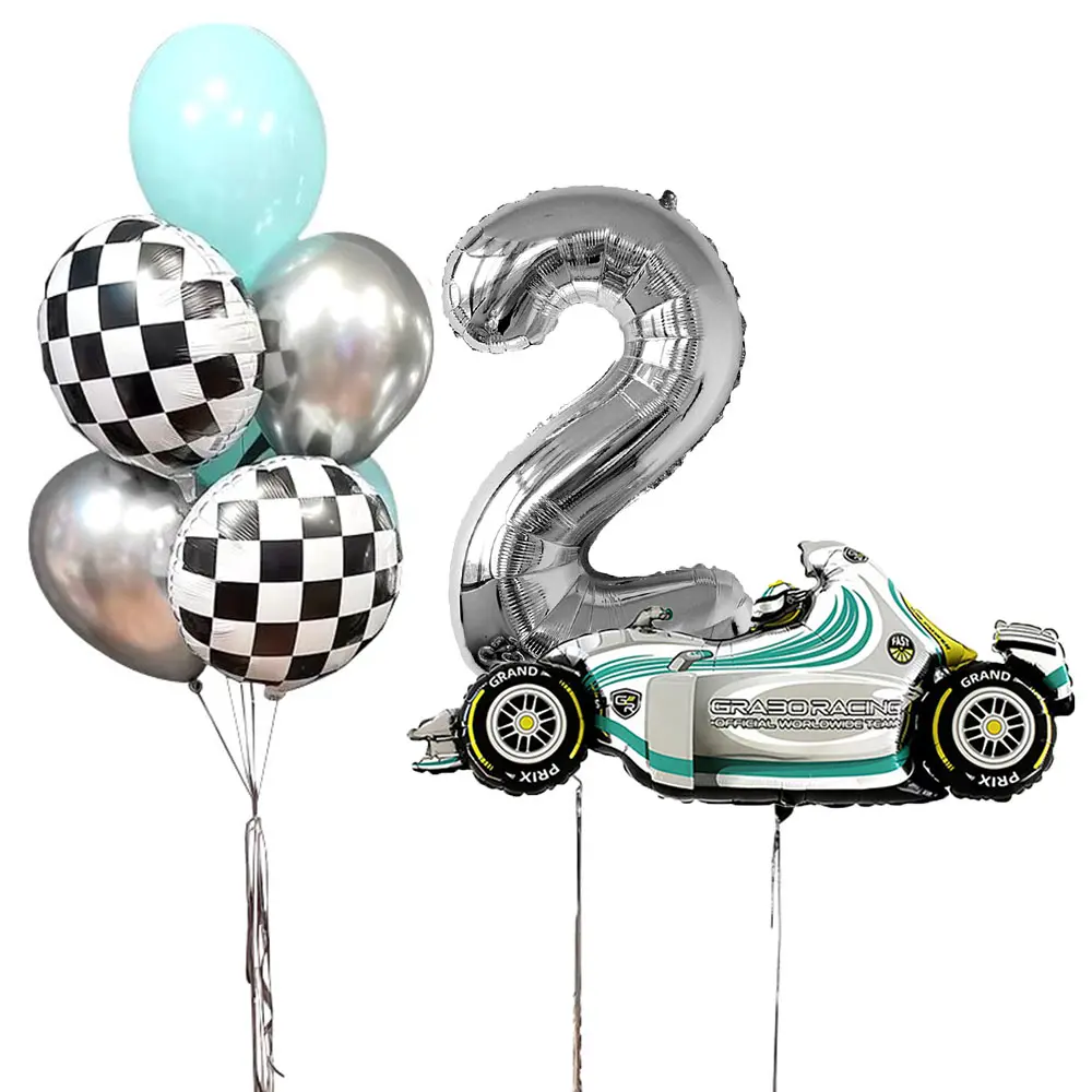 9Pcs Racing Car Foil Balloon 32inch 123 Number Helium Ballons Round Tyre Globos Happy Birthday Party Decorations Kid Baby Show