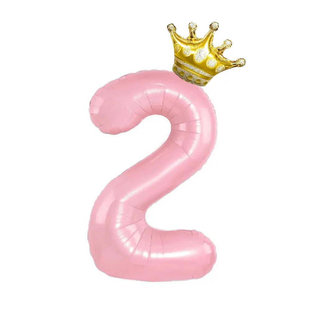 40inch Pastel Light Blue Pink Foil Number Balloon With Crown 1 2 3 4 5 6 Boy Girl Birthday Party Baby Shower Wedding Decoration