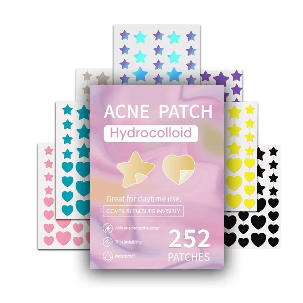 Colorful Hydrocolloid Dots Cute Star Heart Shaped Acne Pimple Patch For Face Invisible Zits & Blemishes Cover Stickers Skin Care