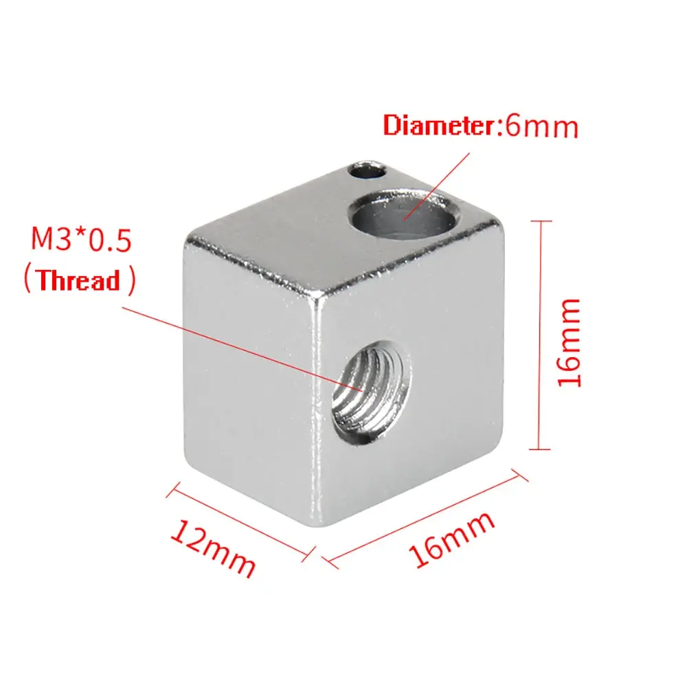 5/10  PCS V5 Heated Block KP3S Hot End Heat Blocks 16*16mm*12mm For V5 J-head Extruder Aluminum HotEnd 3D Printers Parts