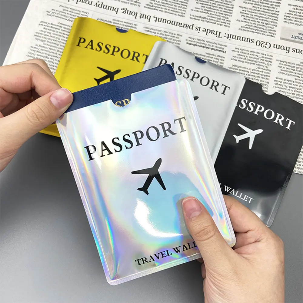 Aluminum foil passport protective case, anti-magnetic and anti-theft brush, laser aircraft version passport holder A-DH