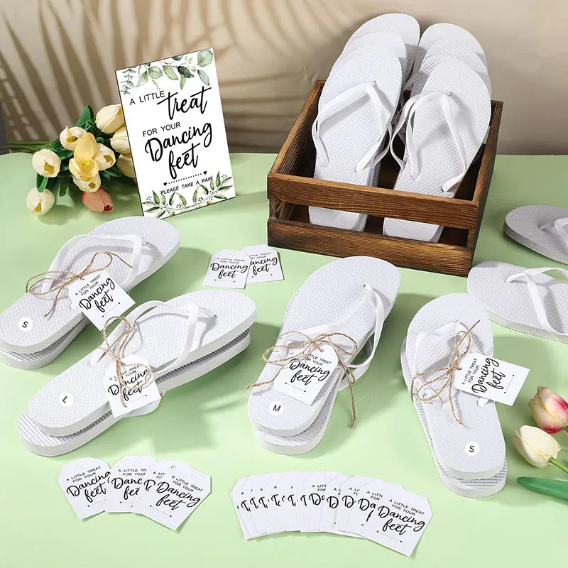 6-100 Pairs Flip Flops Bulk for Wedding Guests Wedding Party Favors Dancing Slippers Bridal Shower Gifts Sandals Shoes for Beach
