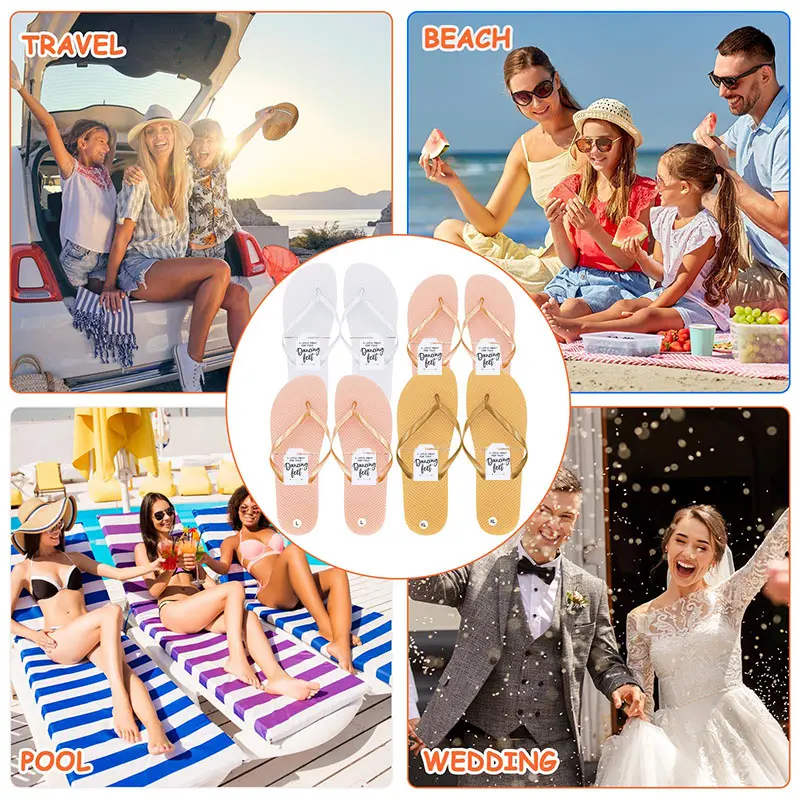 6-100 Pairs Flip Flops Bulk for Wedding Guests Wedding Party Favors Dancing Slippers Bridal Shower Gifts Sandals Shoes for Beach