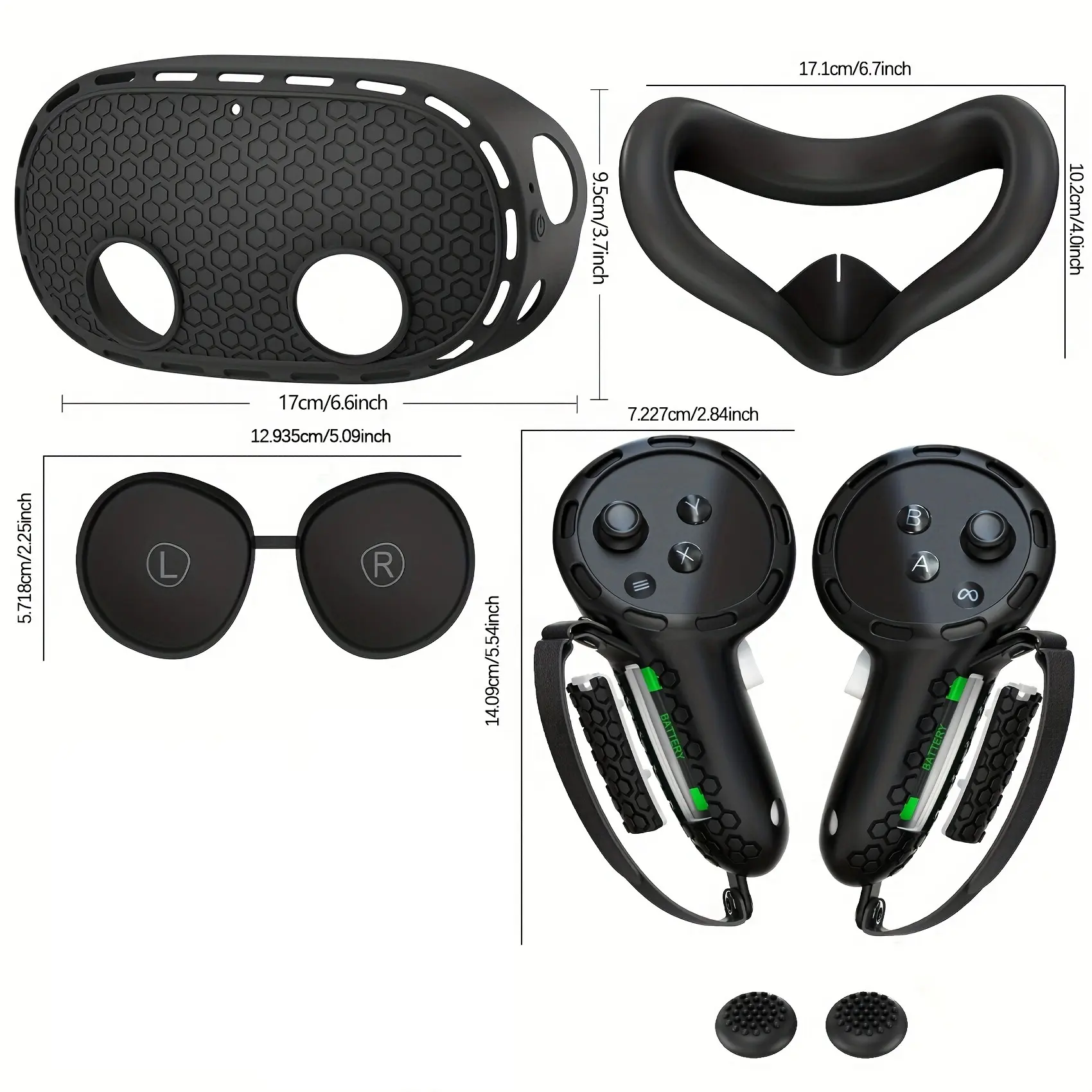 VR 6 in 1 Silicone Protective Case Set for Meta Oculus Quest 3S , face Cover, Controller Grip,shell Cover, Lens Cover, rocker ca