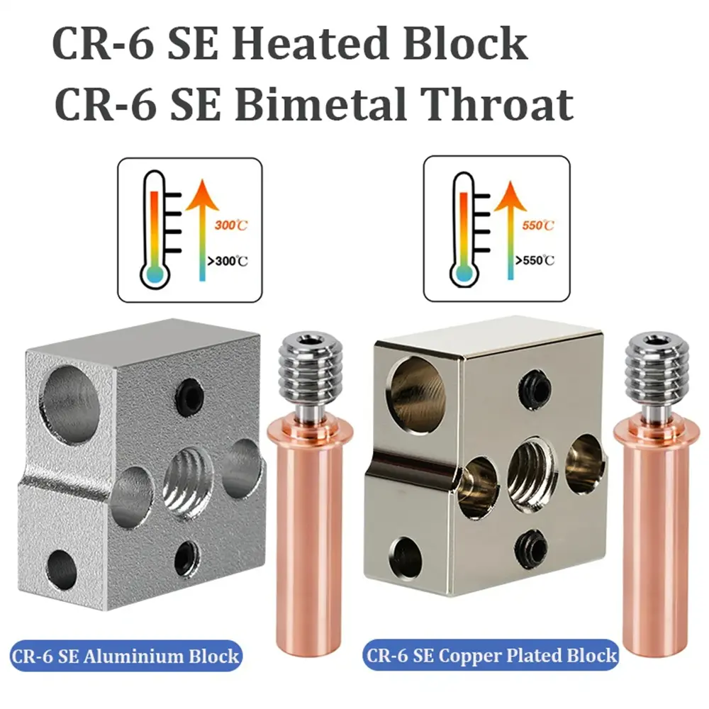 CR6 SE Heater Block High Temperature Plated Copper & Aluminium Heatblock For Creality CR-6 SE/CR 6 Max SE 3D Printer Parts