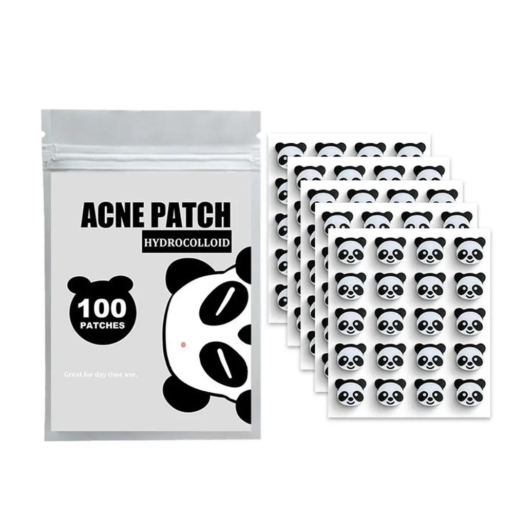 100 Counts Hydrocolloid Cute Panda Acne Pimple Patch For Face, Lovely Black Pandas Acne Spot Patch Invisible Zit Cover Stickers