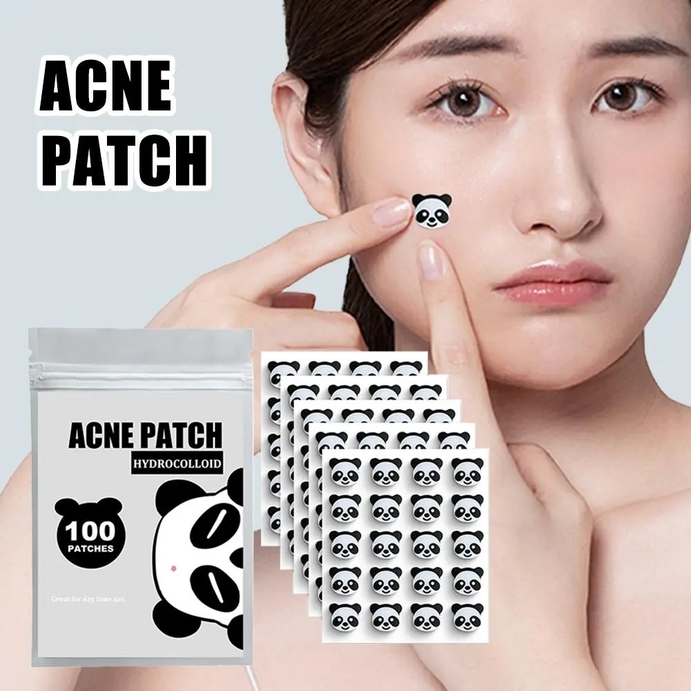 100 Counts Hydrocolloid Cute Panda Acne Pimple Patch For Face, Lovely Black Pandas Acne Spot Patch Invisible Zit Cover Stickers