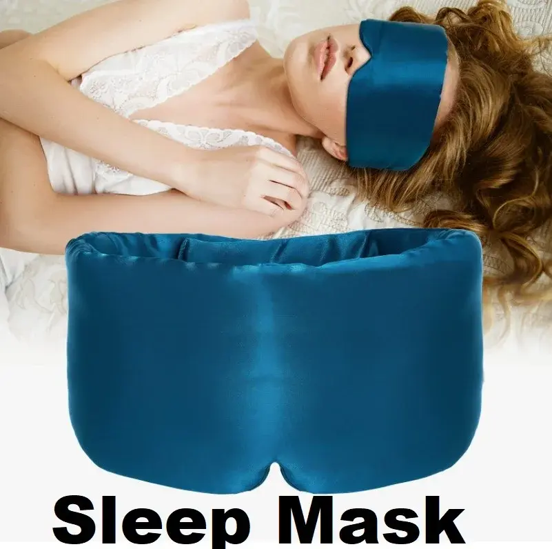 Silk Sleep Mask Soft Pressureless Sleeping Mask Silk Adjustable Wide Velcro Ear Cover & Nap Soft Padded Sleep Mask