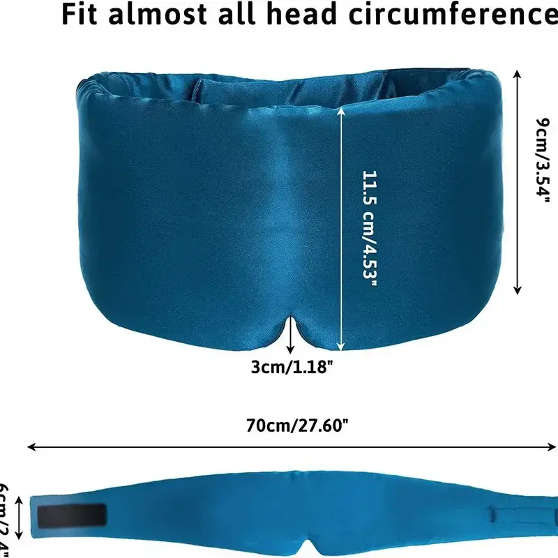 Silk Sleep Mask Soft Pressureless Sleeping Mask Silk Adjustable Wide Velcro Ear Cover & Nap Soft Padded Sleep Mask