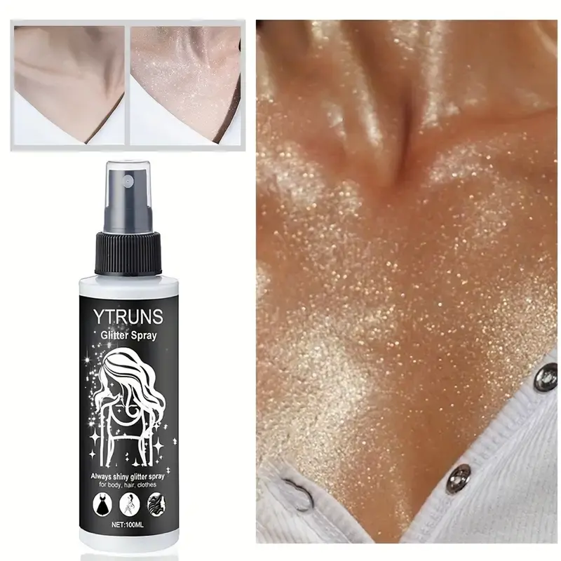 Quick Drying Glitter Spray-High Shine Glitter Spray for Lips,Eyes,Face Makeup-Halloween Party Nightclub Costume Glitter Spray