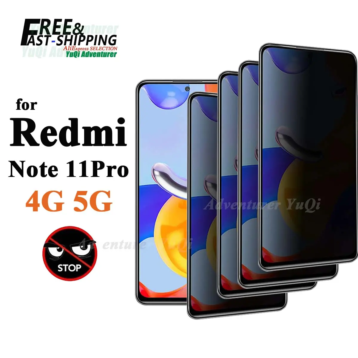 Anti Spy Screen Protector For Redmi Note 11 Pro 4G 5G Tempered Glass 9H Privacy Peep High AluminumCase Friendly