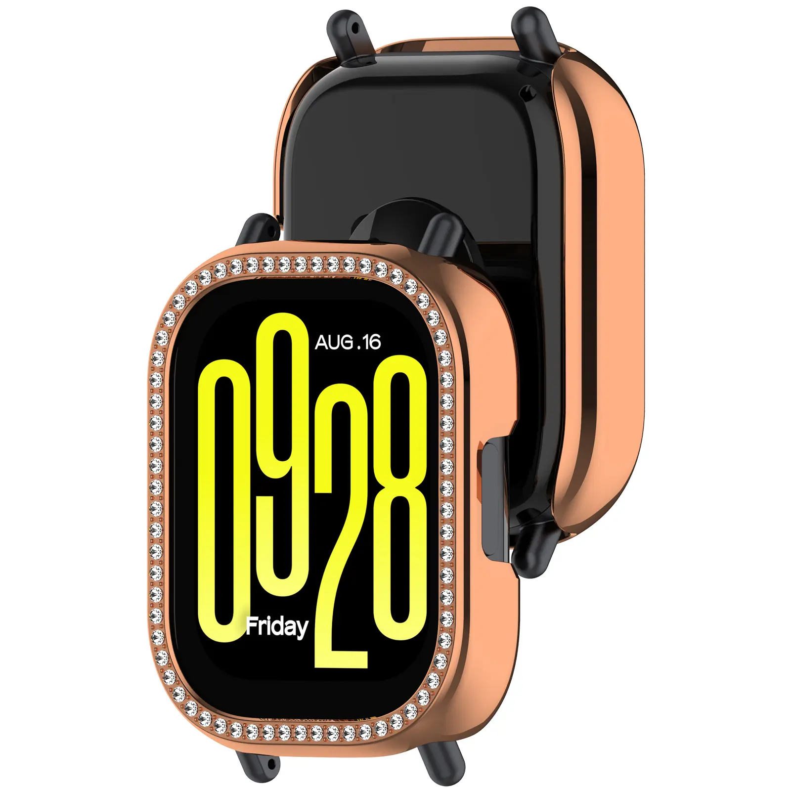 PC Protective Case for Redmi Watch 5 Active Single Row Bling Diamond Hollow Smart Watch Protector Bumper Cover for Redmi Watch5