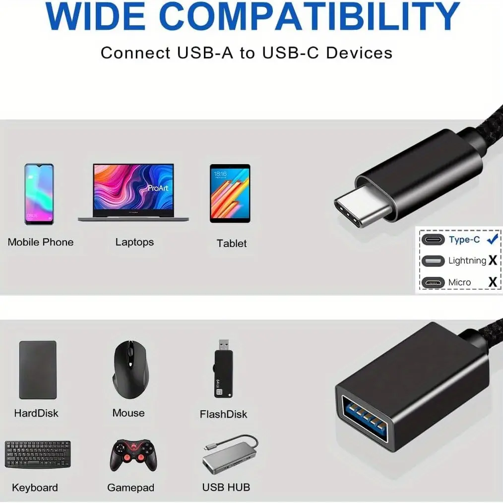 OTG Type C Cable Adapter USB to Type C Adapter Connector for Xiaomi Samsung S20 Huawei OTG Data Cable Converter for MacBook Pro