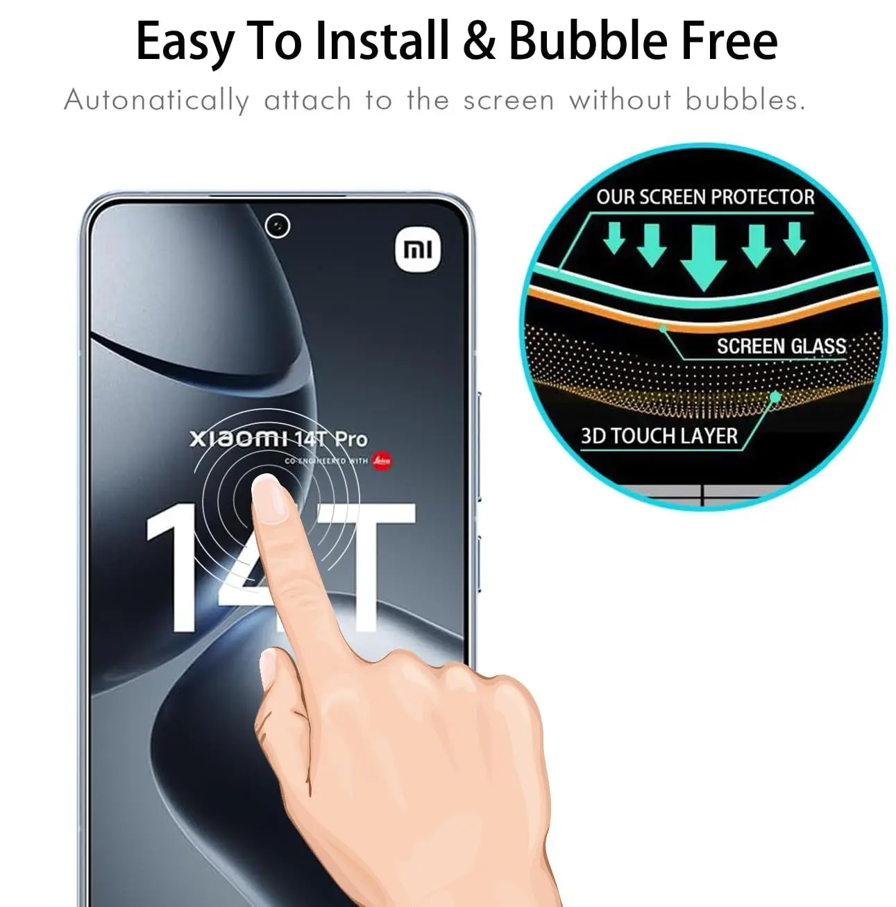 Screen Protector For Xiaomi 14T Pro, Tempered Glass HD Crystal  mica 9H Anti Scratch Case Friendly High Aluminum