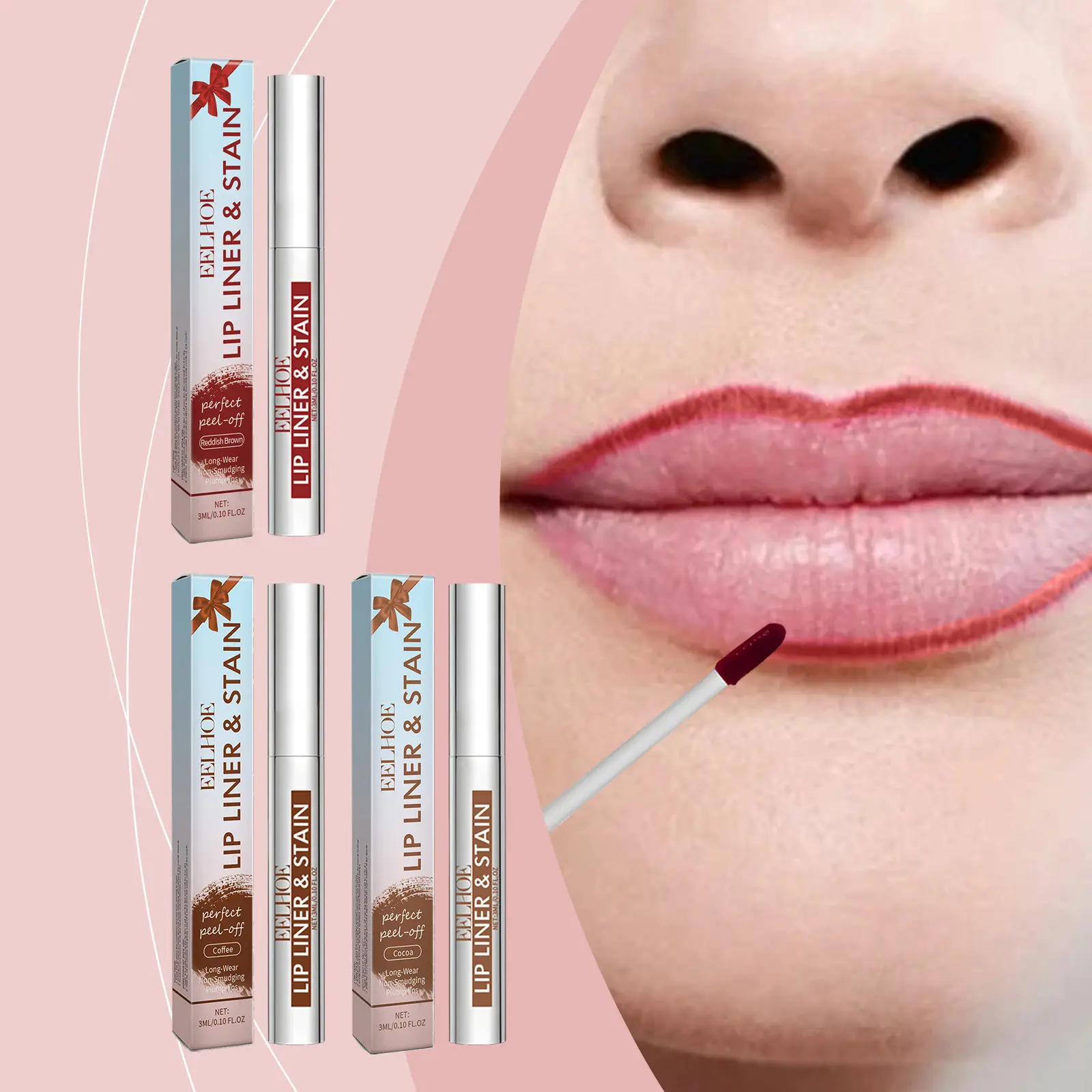​EELHOE Lip Liner Peel off Waterproof Matte Non-fade Long Lasting Contour Liner Smooth Lip Gloss Lip Liner Tattoo Peel off Care