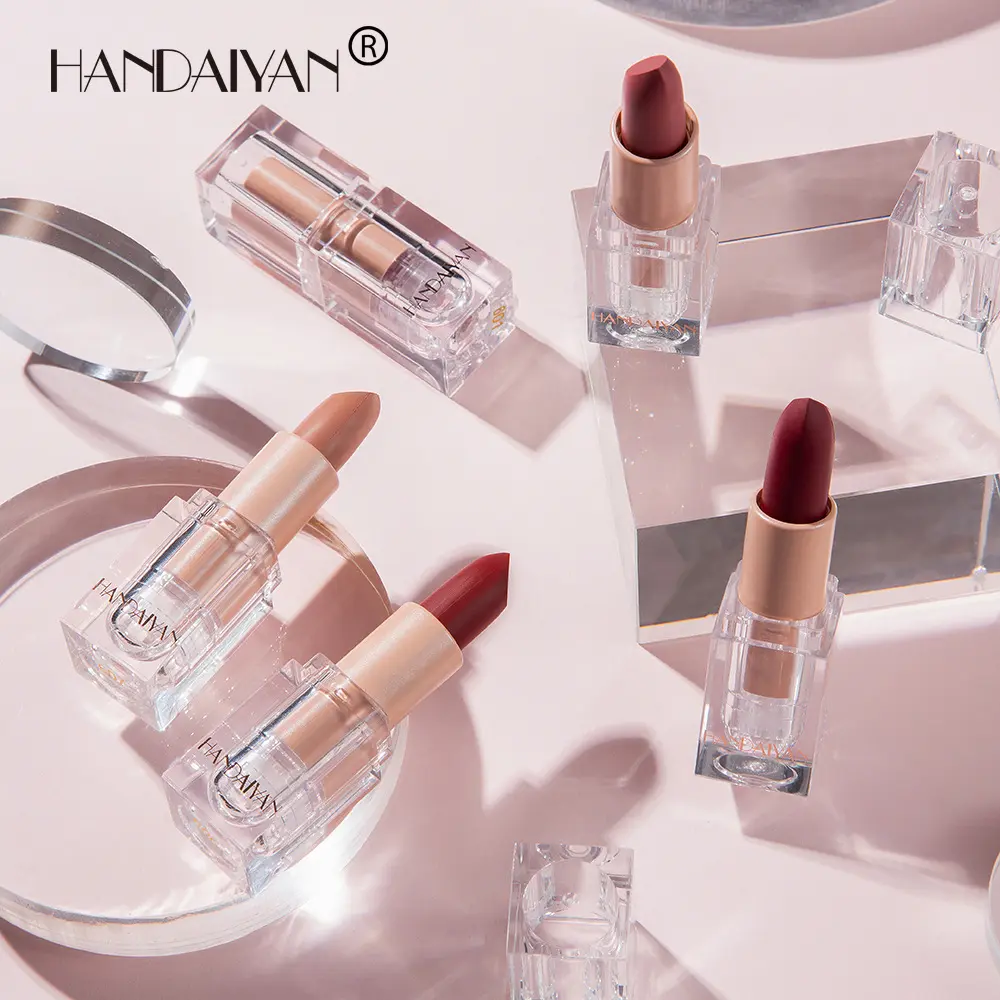 Handaiyan 12 Colors Matte Waterproof Velvet Nude Lipstick Sexy Red Brown Pigments Makeup Long Lasting Profissional